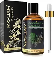 MAYJAM Coconut & Vanilla Fragrance Oils Essential Oil - Coconut & Vanilla Oil for Diffusers, 3.38FL.OZ/100ML Large Volume Fragrance Oil with Premium Glass Dropper