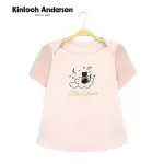 【KINLOCH ANDERSON】船型領短袖上衣 可愛貓咪月亮刺繡LOGOT恤 棉T KA108303510 金安德森女裝(粉紅)