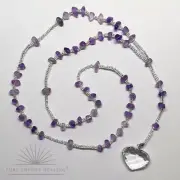 Amethyst Crystal Rosary Beads With Faceted Quartz Crystal Heart Casa Brazil