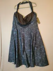Stop Staring Alicia Estrada Bombshell Halter Dress Blue Black Floral Women Sz 3X