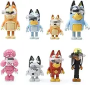 Blue Gift Toy 8 PCS Blue Dog Family&Friend playset Action Figures Pack-Bingo, Bandit (Dad), Chilli (Mum), Coco, Snickers, Rusty and Muffin Collectible Figurines for Birthday Cake Topper