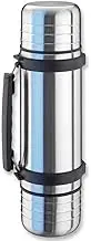 Isosteel VA-9562DQ Duo Vacuum Insulated Flask 1.0 L 18/8 Stainless Steel with Quickstop One-Handed Pouring System and 2 Screw-Off Drinking Cups