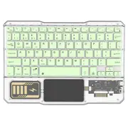 KB333 Transparent 78 Keys Wireless Bluetooth Keyboard with Touchpad, Colorful Backlight - Green