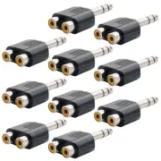 10 Pcs 6.35mm 1/4" Stereo Male to Dual RCA Female Y Splitter Adapter Connector