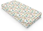 Boho Western Desert Baby Changing Table Covers for Boy Girl 32''x16'' Green Cactus Rainbow Sun Fitted Diaper Change Table Mats Desert Plants Landscape Soft Breathable Nursery Cradle & Bassinet Sheets
