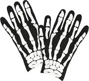 Widmann 34275 Skeleton Gloves for Children, Black and White, Bone, Accessory, Costume, Fancy Dress, Theme Party, Carnival, Halloween, Multicoloured, Standard Size