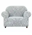 Subrtex Stretch 1-Piece Jacquard Damask Chair Slipcover, Light Smoky Gray