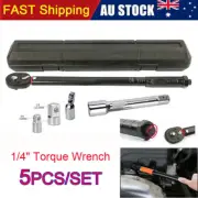 5pcs 1/4” inch Drive Click Torque Wrench 5-25 Nm Ratchet Socket with Adaptor Set