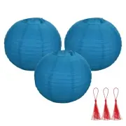 3 Pcs Sapphire Blue Round Paper Lanterns 14 Inch Paper Lantern Party Decorations