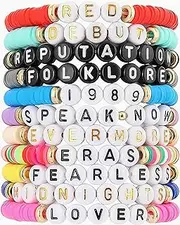 [HENWUBEI] 11PCS Eras Bracelets Set Lover Fearless Anti Hero Folklore Speak Now 1989 Reputation Friendship Bracelets, no gemstone