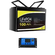 12V 100Ah Lithium Battery + 10A Solar Charge Controller PWM