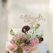 Wooden 'Blessed' Cake Topper