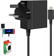 Switch Charger for Switch/Switch Lite/Switch OLED, AC Adapter Fast Charging Portable Charger 15V/2.6A Power Supply with 5FT Type C Cable, Supports TV Mode and Dock Station