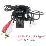 USB+TYPE-C+RCA Car Audio Input AUX Port Panel Interface Extension Cable Panel (for: Audi)