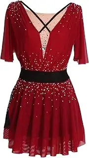 [Zagitova] Figure Skating Dress for Girls Open Back Women Graceful Competition Dance Costume with Shiny Rhinestone