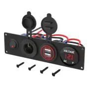 4 in 1 12V USB Panel+LED Voltmete &Dual USB Charger Socket Power&Cigarette3829