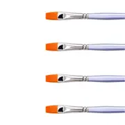 4x 12pc Jasart Short Flat Size 8 Acrylic Paint Brush Synthetic Hair Gold Taklon