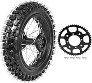 YC Yier 80/100-12 3.00-12 Tire Tube,12" Rear Wheel Rim 12mm Axle With 420 53T Sprocket For Apollo SSR 50cc 70cc 90cc 110cc 125cc 140cc 150cc XR CRF70 Dirt Pit Bike TaoTao KX65