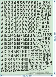 RAAF A-series Numbers Decal - 1/32 1/48 1/72 1/144 - Water Decal