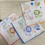 【E2LIFE】日本製純棉雙層麻紗手帕 兒童款 - 長頸鹿 獅子 松鼠 斑馬