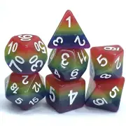 New 7 Piece Polyhedral Opaque Rainbow Dice Set With Bag D&D RPG