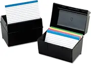 Oxford Plastic Index Card Box, 4 x 6 Inches, 400 Card Capacity, Black (01461)
