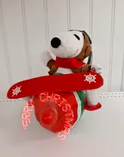 Peanuts Snoopy Christmas Animated Airplane 12” Plush with Light Up Propeller