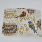 Lot 5 single ply birds and paisley paper napkins decoupage crafts collage