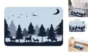 Forest Bath Rug Mountain Nature Tree Happy Camper RV Door Mat, Memory Foam Blue