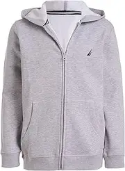 [NAUTICA] Boys Zip Up Hoodie Sweatshirt, Signature Logo Design, Kangaroo Pockets, Made with Lightweight Fleece