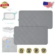 Quilted Gray Crib Mattress Protector & Sheets - Ultra Soft Waterproof 2-Pack