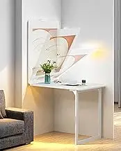 Exquisite Folding Wall Table 90×60cm Space Saving Wall Mounted Workbench for Dining Stickable Decorative Painting Foldable Balcony Table for Small Spaces.