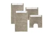 4pc Algodon Polyester Lawson Plush Bath Runner Non-Slip Soft Mat Set Taupe
