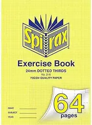 Spirax 216 A4 11mm Dotted Thirds Exercise Book, 64 Pages, (56216)