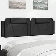 Headboard Cushion Black Faux Leather 180 cm - Wall Mounted Headboards, Upholstered Bed Frame, Adjustable Head Support for Tall Bed, Head Boards for Cama De