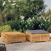 Solid Wood Teak Garden Coffee Table Patio Cream/Dark Grey vidaXL