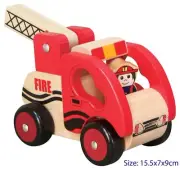 NEW IN BOX Fun Factory - Child's Wooden Fire Engine Truck Vehicle & Driver