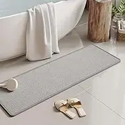 Bath Mat Quick Drying, Ultra Thin Bath Rug, Super Absorbent Bath Mats for Bathroom Floor, Fit Under Door, Non Slip Bath Rug Mat for Bathroom, Kitchen, Laundry Room, Shower, Sink (Grey, 44 x 150cm)
