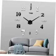 Frameless DIY Wall Clock, 3 in 1 Large 3D Frameless Wall Clock 47 Black Silver