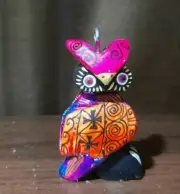 Horned Owl Bird Oaxaca Mexico Alebrije Carved Christmas Ornament Oaxaca, Hoot