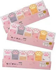 KAILIKETIY 3Pcs Portable Paw Shaped Sticky Tabs Self Adhesive Memo Pads for Students Cute Decorative Memo Stickers for Notes and Page Markers Practical and Removable Design