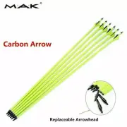 6pcs 30" Spine 500 Carbon Arrows Archery For Compound Bow Shoot Hunting