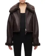 Shoreditch Ski Club Opal Leather Bomber Jacket