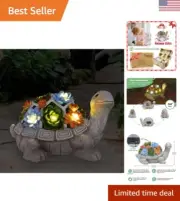 Adorable Solar-Powered Turtle Statue with Succulent and LED Lights - Lawn Decor