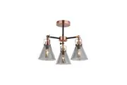 Willis Modern 3-Lights Ceiling Lamp Glass Shade Antique Copper/Smoky