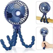 snawowo Mini Handheld Portable Pram Fan, Baby Stroller Fan, Car Seat Fan, USB or 4000mAh Battery Powered, with Flexible Tripod Clip on Student Bed Desk Bike Crib Treadmill Camping Traveling