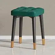 Green Upholstered Vanity Stool with Soft Cushioned Seat for Bedroom and Makeup Elegant Desk Stool and Piano Bench 17.7” Height Holds up to 300lb