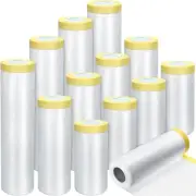12 Rolls Assorted Plastic Sheeting Pre Taped Masking Film Clear Masking Paper...