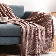 Throw Blanket White for Couch Sofa Chair Bed Knitted Decorative Soft Warm Cozy Light Weight for Spring Summer