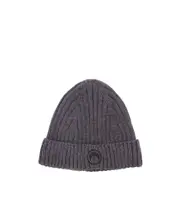 Marine Serre Crescent Moon Embroidered Ribbed Beanie One size light gray